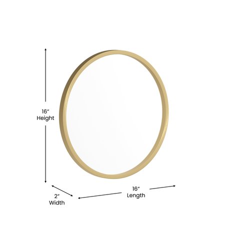 Flash Furniture 16" Round Gold Metal Framed Accent Wall Mirror HFKHD-6GD-CRE8-191315-GG